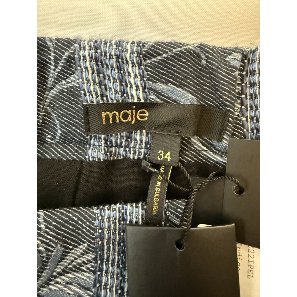 Maje Jacquard Blue Floral Stripe Mini Skort with Shorts NWT FR34 US2 - Picture 4 of 6